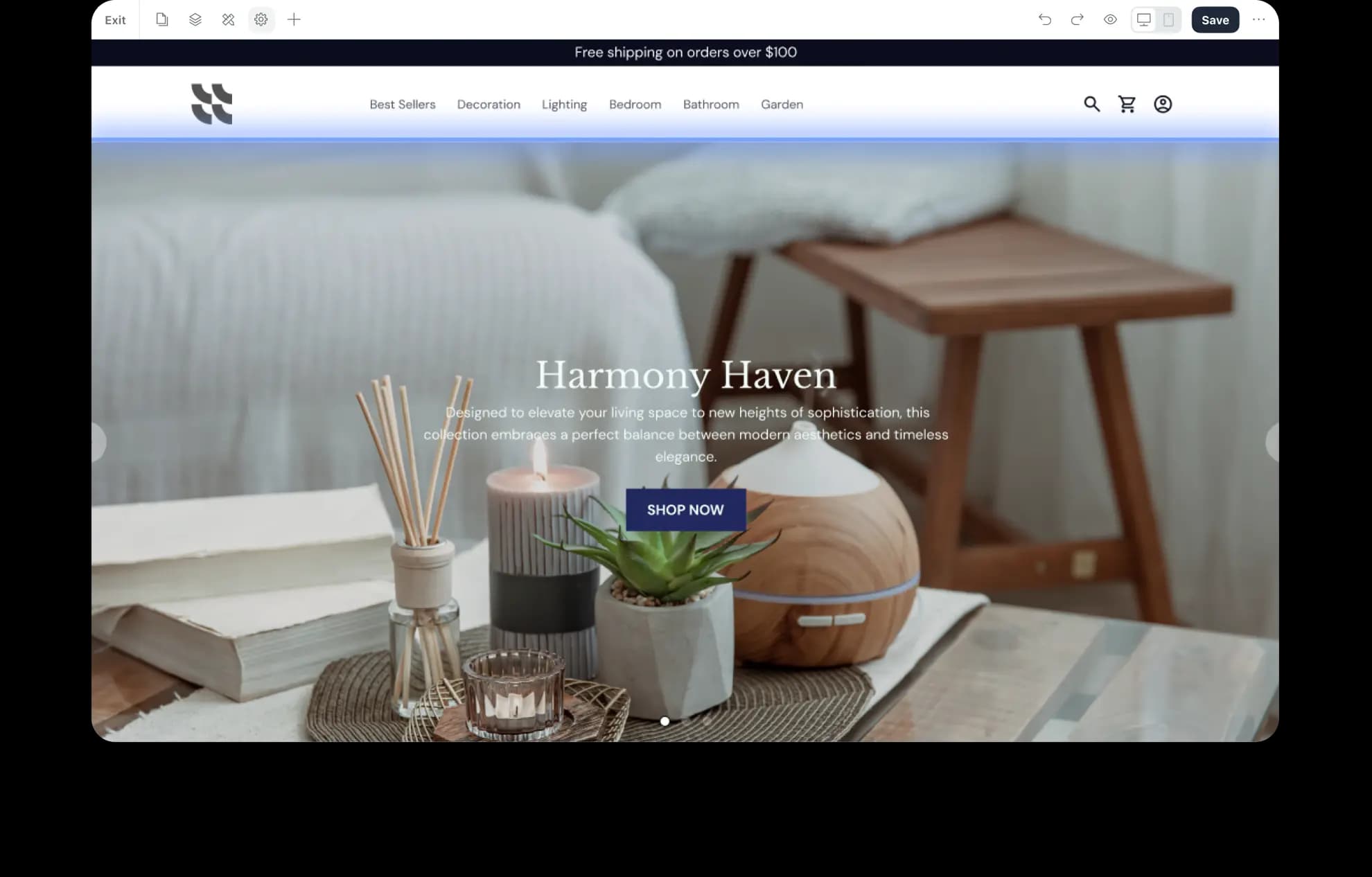 Harmony Haven home decor storefront template