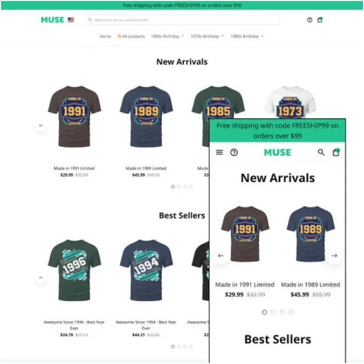 Graphic tees store template